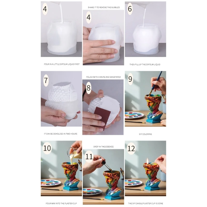 

Гибкая силиконовая смоляная пласка с замысловатой статуей дизайн для художественных творений Уникальная цветочная горшка плесень