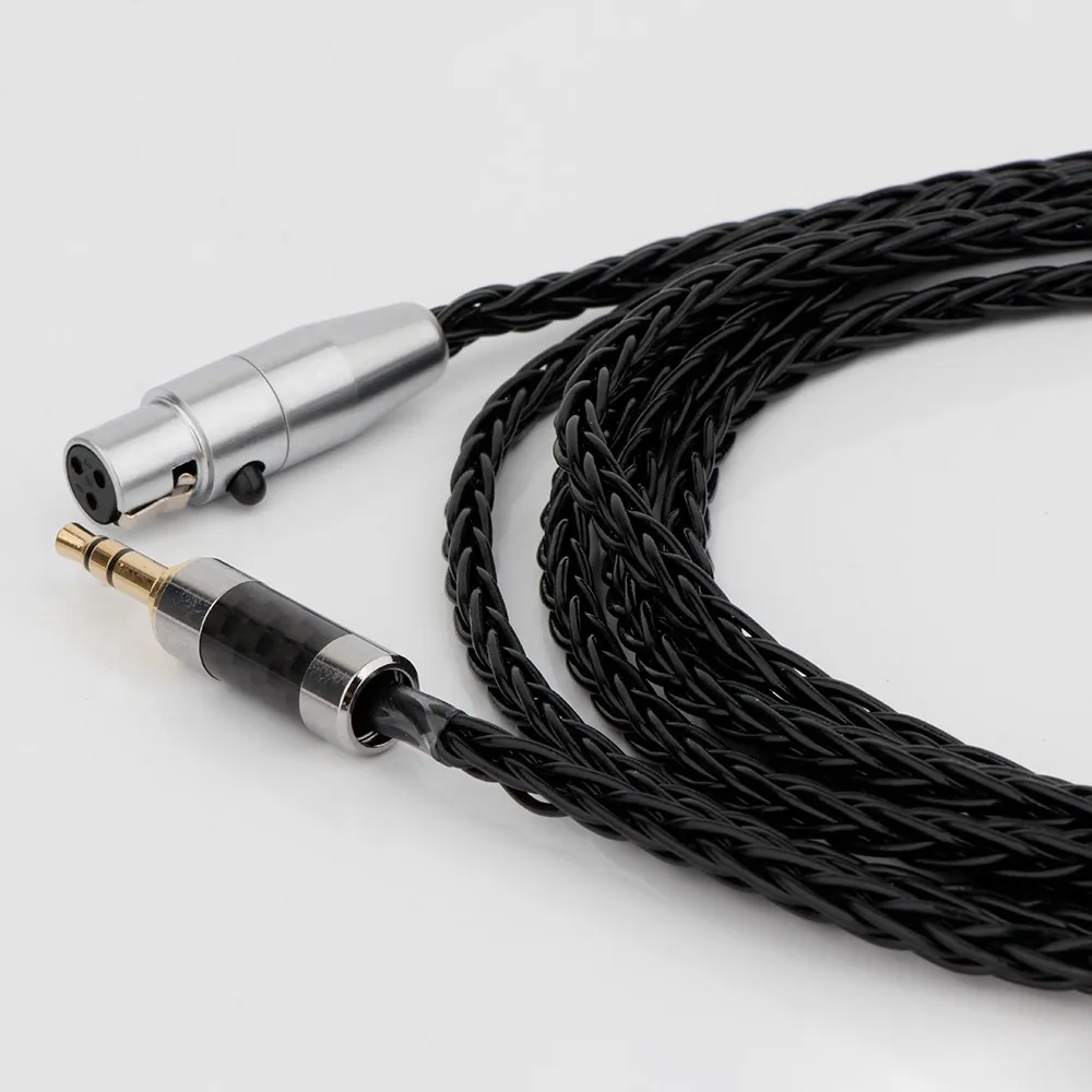 8 Cores Silver Plated Black Earphone Cable HiFi Headphone Cable OCC Silver Plated 2.5 3.5 4.4 6.5mm to Mini XLR Balanced Earphon