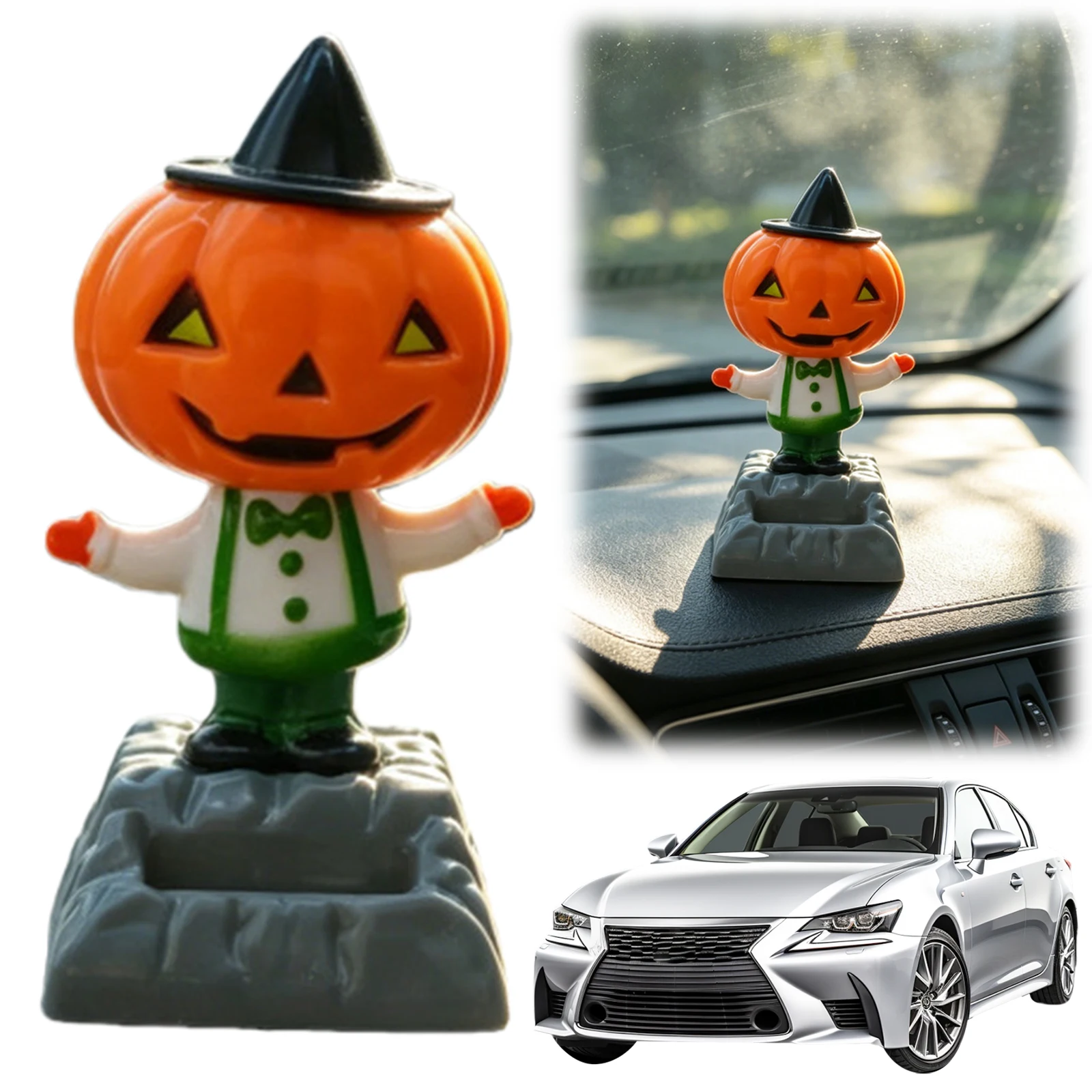Car Solar Skeleton Dancer Halloween Dashboard Bobblehead Decoration Auto Ornament Swing Doll