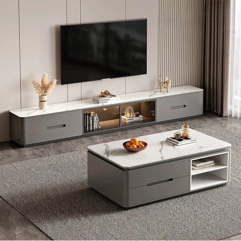 Drawers Shelving Monitor Stand Modern Storage Crystal Tv Cabinet Light Entertainment Center Muebles Para Salas Room Furniture