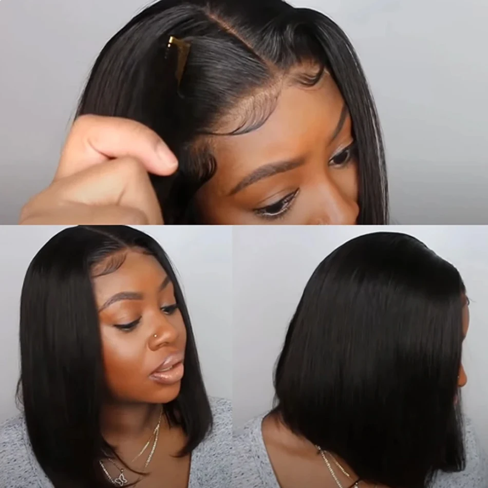 Wear And Go Straight Short Bob Wigs Human Hair Glueless Lace Frontal Human Hair Wigs Brazilian 13x4 Ready To Wear Wigs For Women