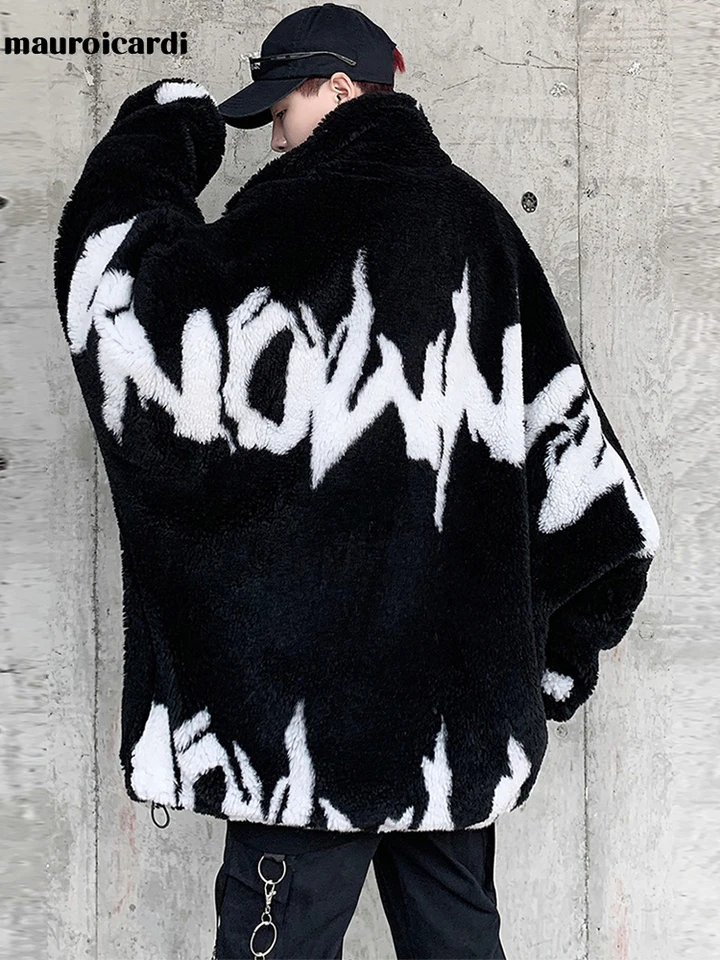 【最終価格】fuzzy rope jacket『曖昧な上着』　01u10 Mauroicardi Winter Oversized Thickened Warm Fluffy Faux Fur Jacket