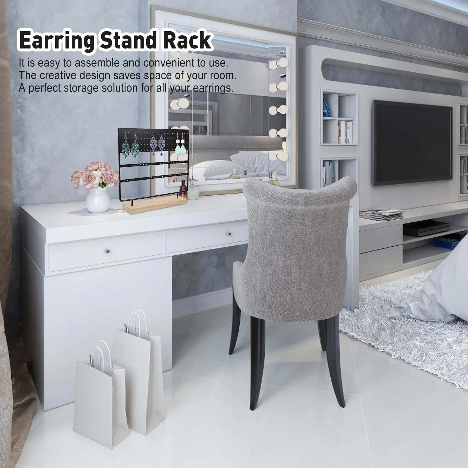 Creative Earring Rack Iron Anti Rust 3 Layers Jewelry Tower Earring Stand Rack Storage Organizer For Earrings Jewelry Display