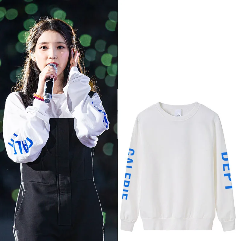 

Pure Cotton Oversized Hoodie Base Layer Shirt round Neck Sweatshirt Comfortable Spring Autumn IU Zhi En the Golden Hour