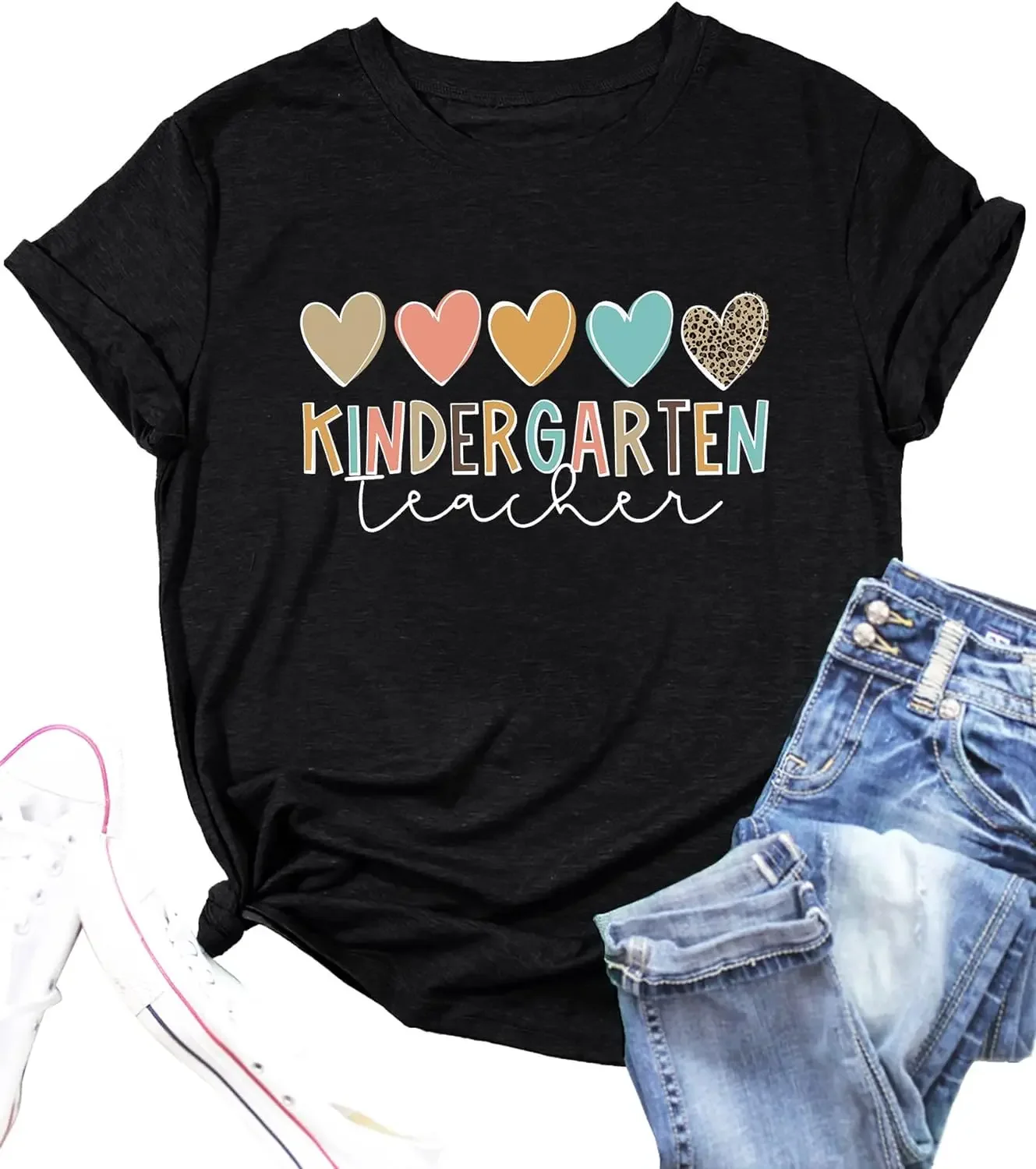 Casual Inspirational Tee Teaching Gift Tops Kindergarten Teacher Shirts for Women Teacher Graphic Tshirt