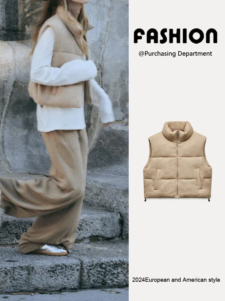 Modna, uniwersalna, ciepła kamizelka bawełniana, nowość na zimę 2024, dzianinowa, termiczna odzież damska, idealna do dojazdów do pracy, gruba...