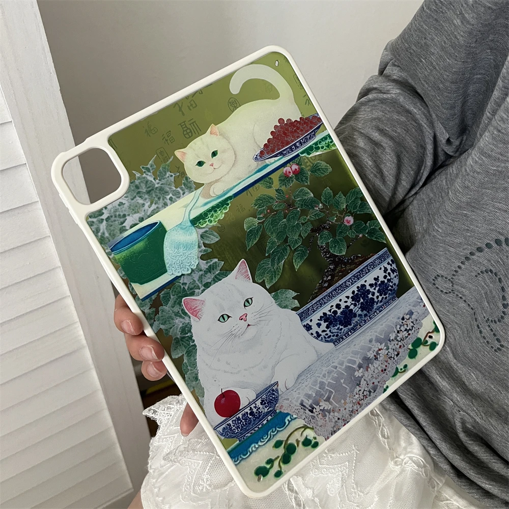 حافظة فوندا أكريليك لجهاز iPad 10th 11th Generation Air11 2025 2024 Pro11 Air4 5 10.9 A16 7 8 9th 10.2 10.5 9.7 Mini6/7 Funny Cat