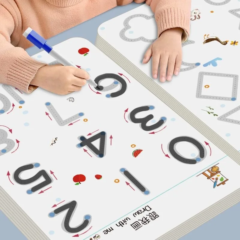 モンテッソーリ-子供向けのトレーシングブック,再利用可能なペンコントロール,書道と描画,教育玩具