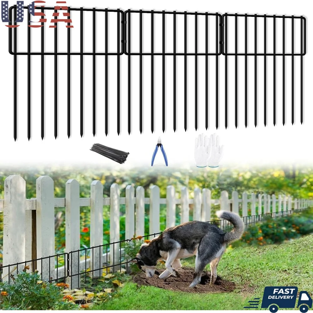 

32 Panels No Dig Rabbit Fence Animal Barrier Rustproof Ground Blockers Dog Defense Easy Install Garden Lawn Protection 32ft