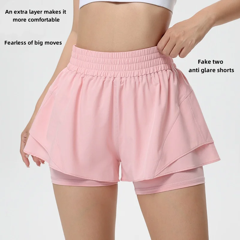 شورت رفيع يسمح بمرور الهواء مع مرونة عالية وسراويل رياضية مضادة للوهج للتدريب واللياقة البدنية والجري والسراويل الثلاثة أرباع #4