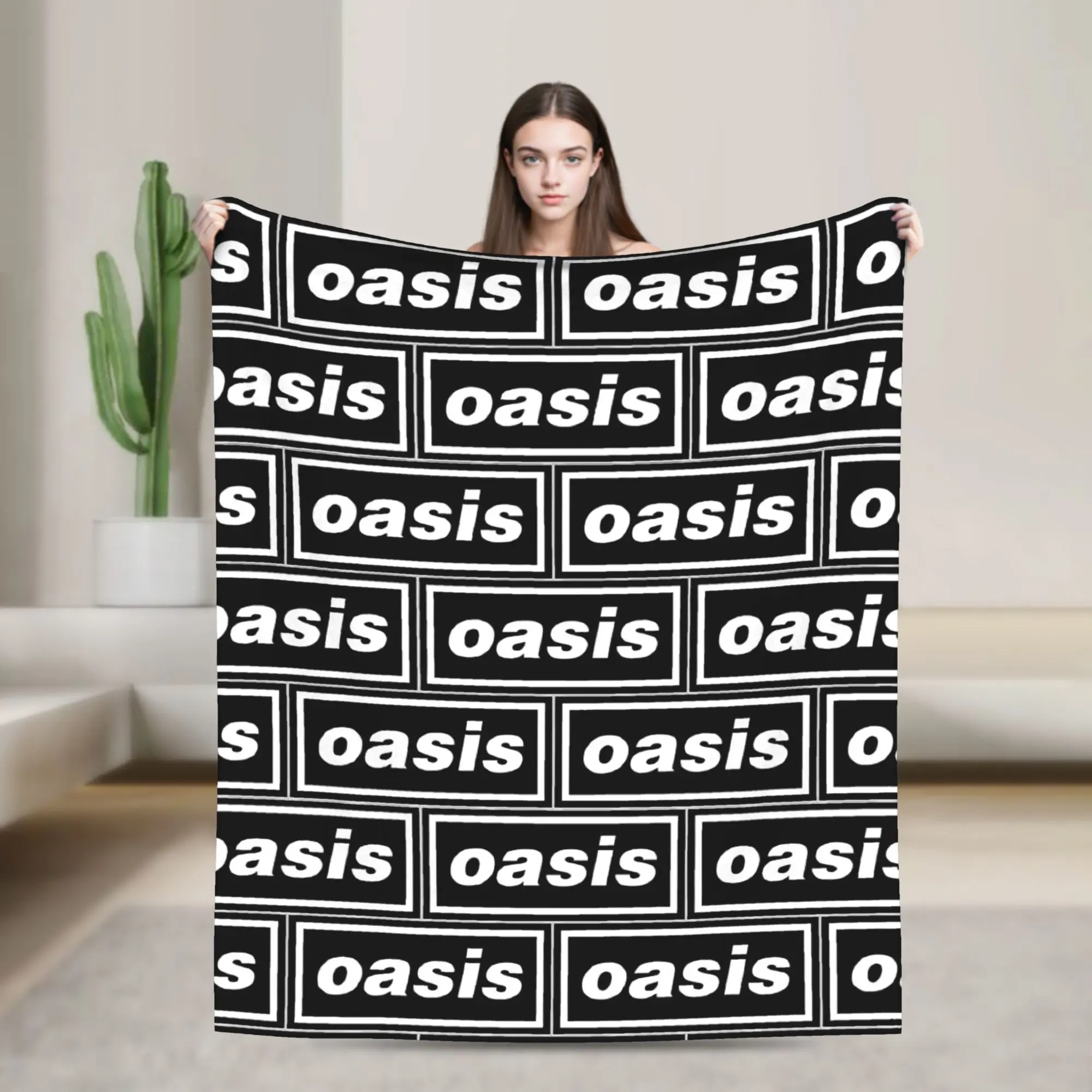 O-Oasis Rock Band Logo Blanket  Plush Novelty Warm Throw Blanket for Home Spring/Autumn