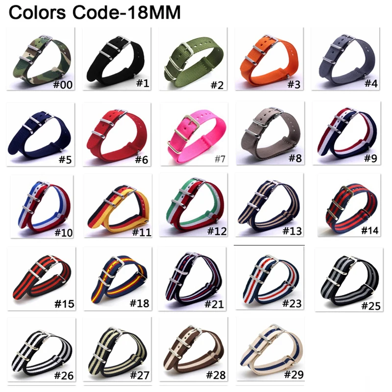 New Watch Classic 18mm bracelet Camouflage Army Military fabric Woven Nylon watchbands Strap Band Buckle belt 18mm