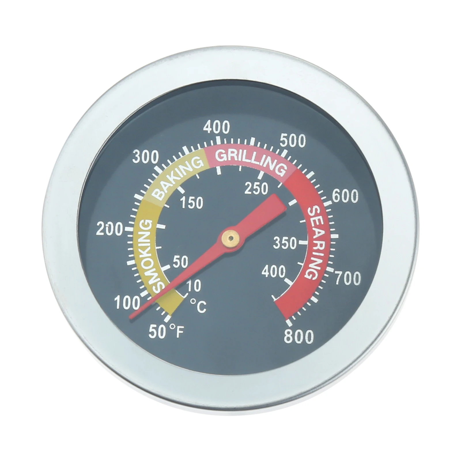 BBQ Charcoal Grill Smoker Temperature Gauge Pit Barbecue Thermometer Fahrenheit Heat Indicator for Meat Cooking Port Lamb Beef