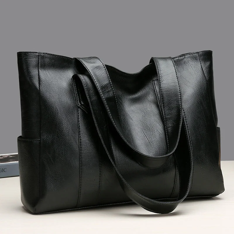 Neue Casual PU Leder Große Kapazität Tragetaschen für Frauen Mode Einfarbig Zipper Weibliche Schulter Tasche Damen Handtasche