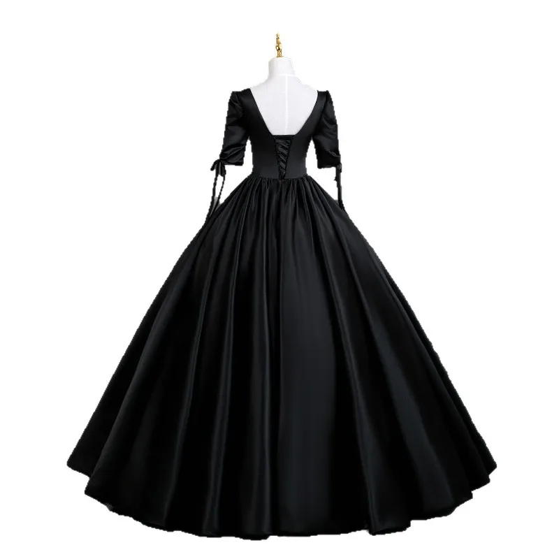 2025秋冬新作 ブラック 高級ピアノ演奏会ドレス 年次総会 声楽試験演奏会ドレス 女性用
