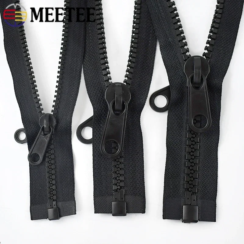 60-300cm Meetee 5# 8# 10# Resin Zipper Double-sided Zippers Slider Outdoor Jacket Tent Zip Repair Kit DIY Sewing Accessories