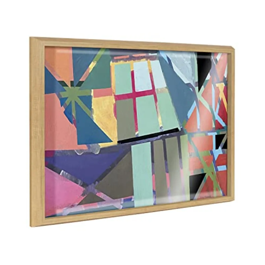 Blake Scaffolding Framed Printed Glass Wall Art by Caleb Griswold, 18x24 Natural, Colorful Abstract Décor for Wall
