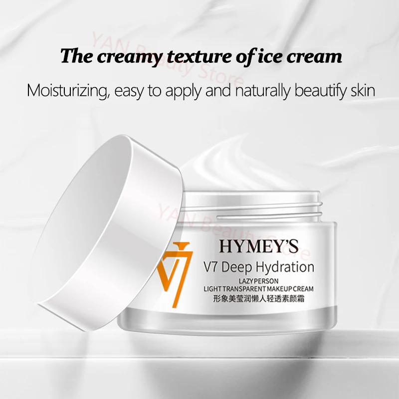 Crema correctora Lazy Beauty V7, maquillaje Natural Nude, crema hidratante blanqueadora instantánea, vitamina H, nutre la piel, producto para el cuidado de la piel 50g