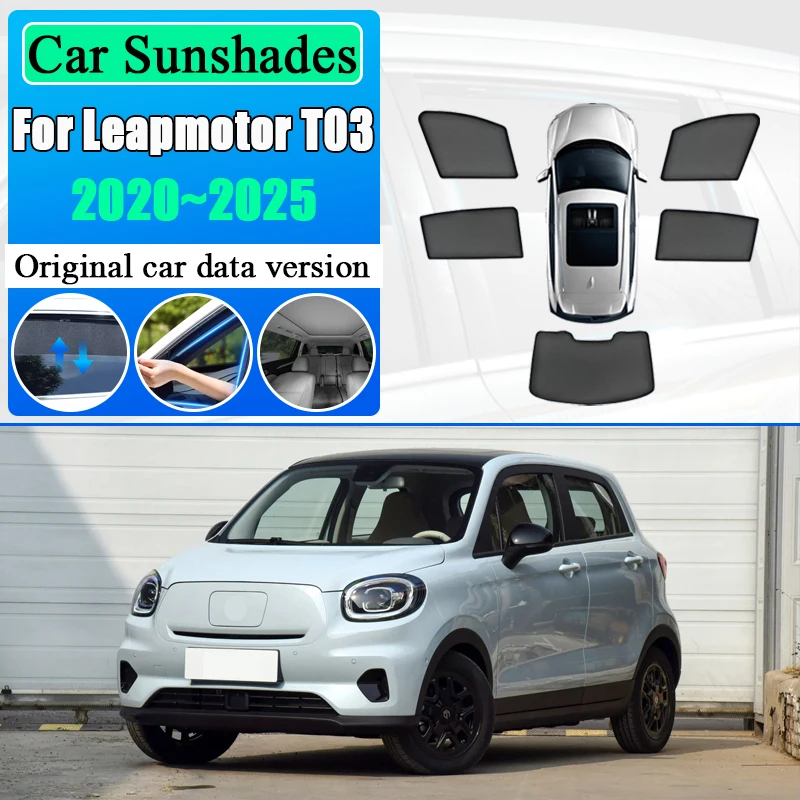 

Автомобильные сетчатые солнцезащитные козырьки для Leapmotor T03 2020 2021 ~ 2025 Магнитный солнцезащитный козырек на лобовое стекло, боковое окно, аксессуары для авто солнцезащитного козырька