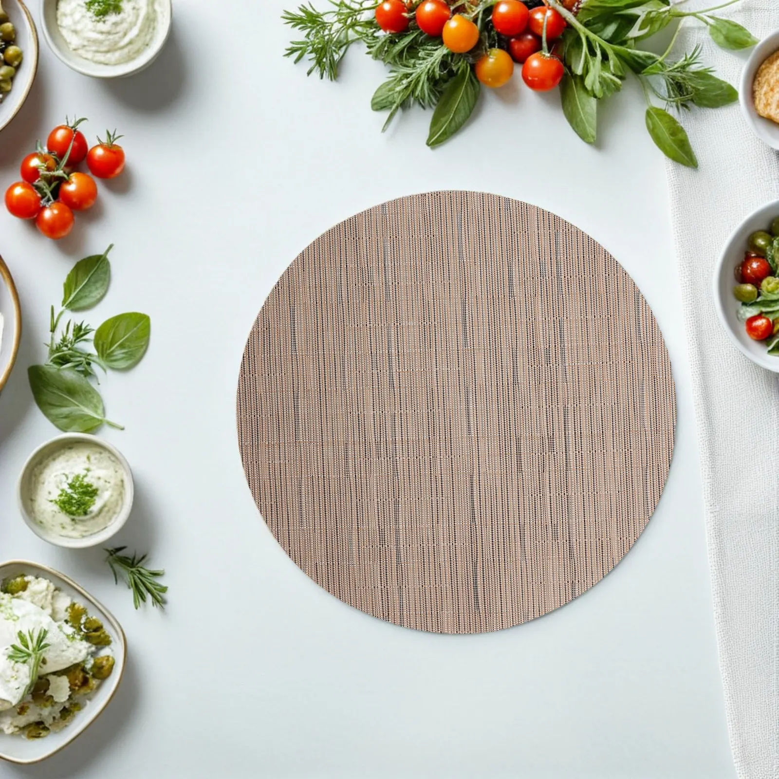 Round Woven Heat Resistant Placemat Table Mat for Kitchen Dining Room Countertop Hot Pan Holder Dish Protector Non Slip Easy view 3