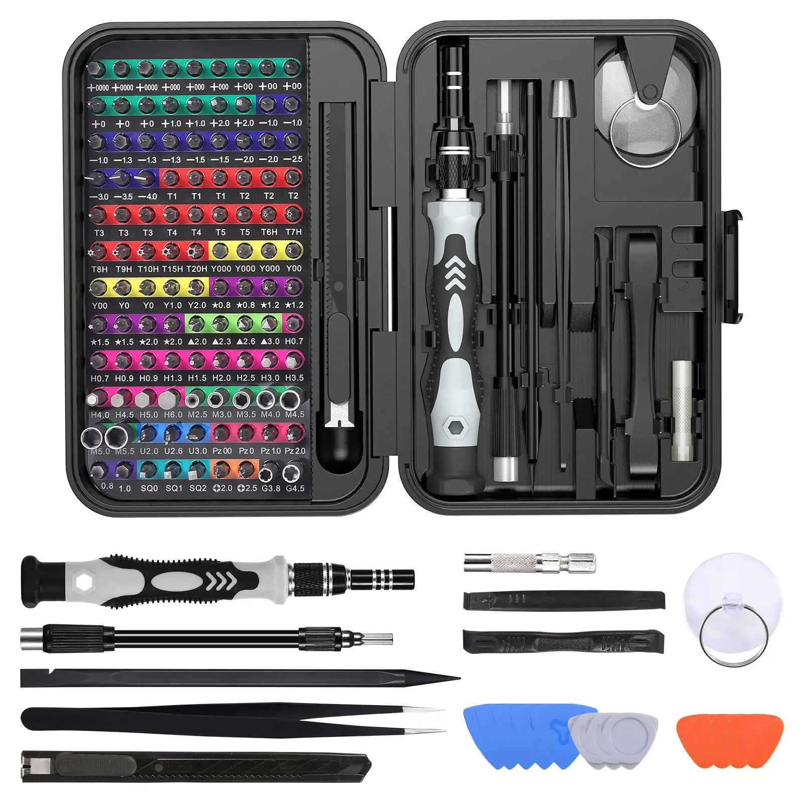 132 in 1 Precision Screwdriver Set with 108 Magnetic Torx Phillips Bits and Color-Coded Storage Box Professional Mini Hand Tools