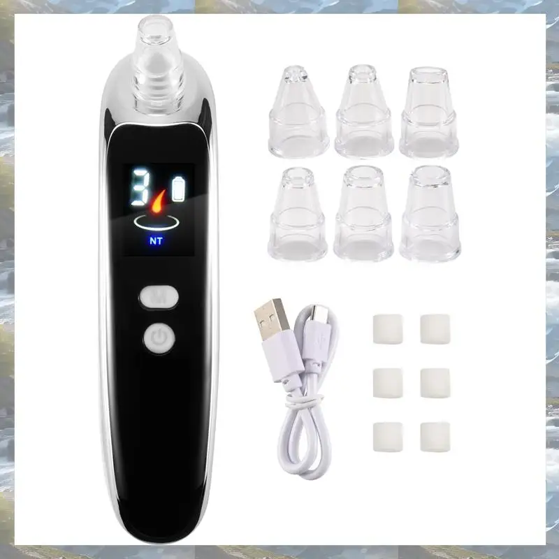 Aspirador de espinillas eléctrico para cara, nariz, acné, punto negro, espinillas, herramientas para el cuidado de la piel del poro, máquina con 6 cabezales