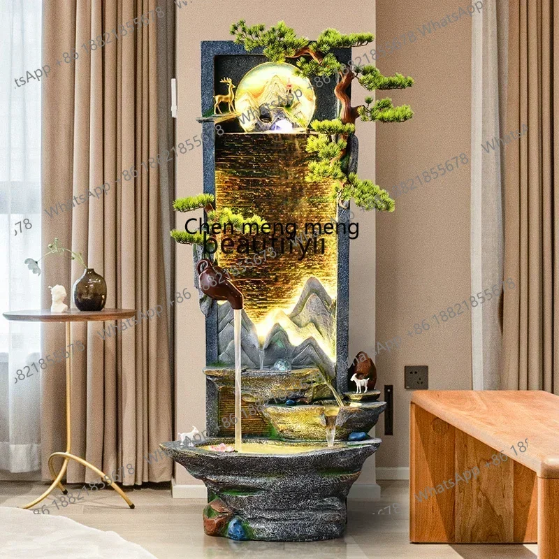 xx1New Chinese-style living room rockery flowing water ornament circulating water landscape decoration balcony water curtain wal