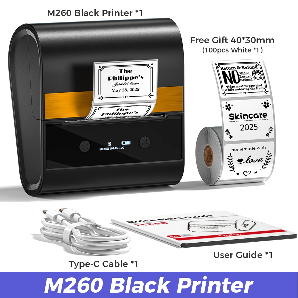 

Phomemo M260 большой производитель этикеток 20-80 мм портативный принтер для наклеек этикеток Bluetooth бесчернильный термопринтер для бизнеса домашний офис