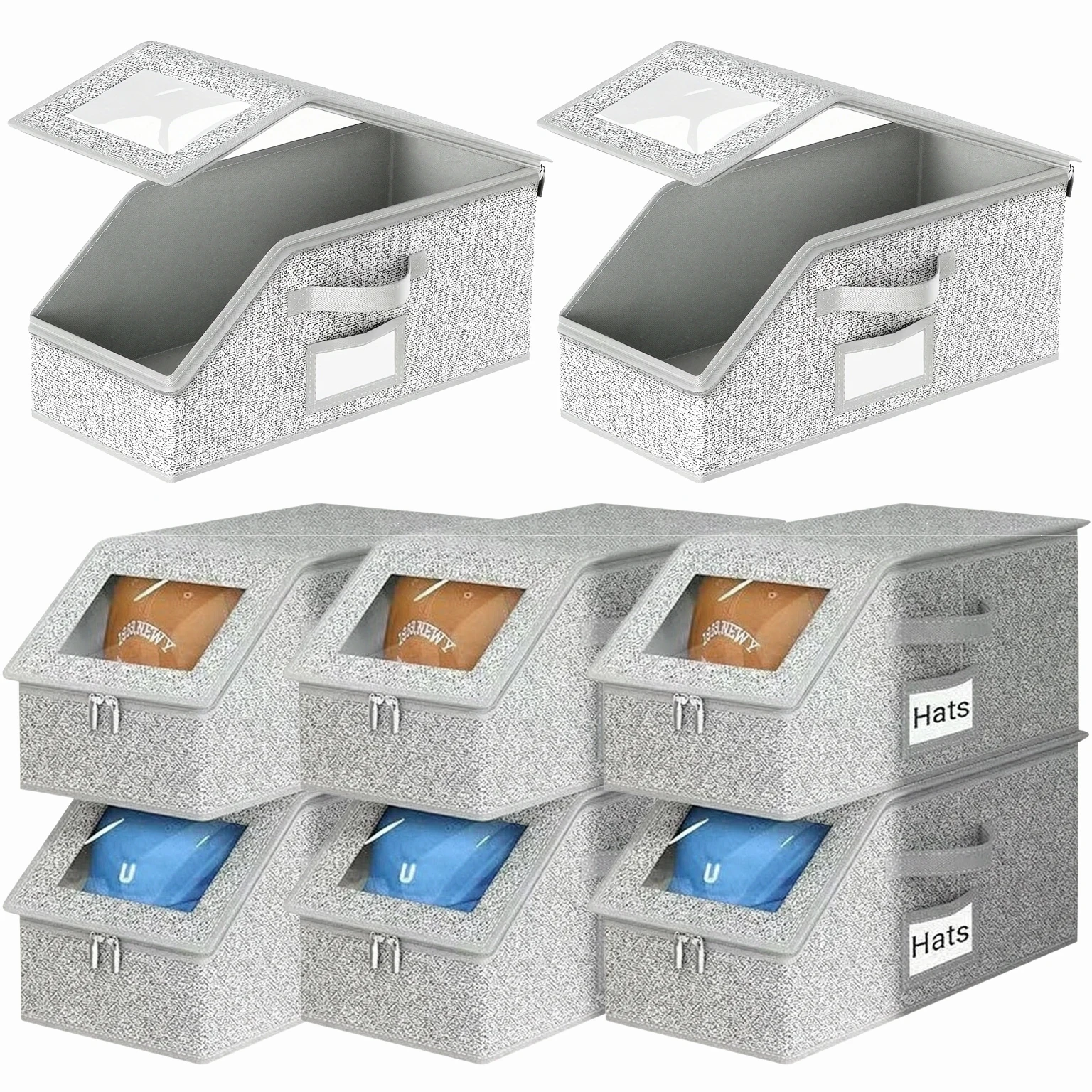 Portable Grey Fabric Hat Storage Case Ideal for Closet Organization Travel Suitcase Packing and Bulk Gifting for Hat Lovers TMZ