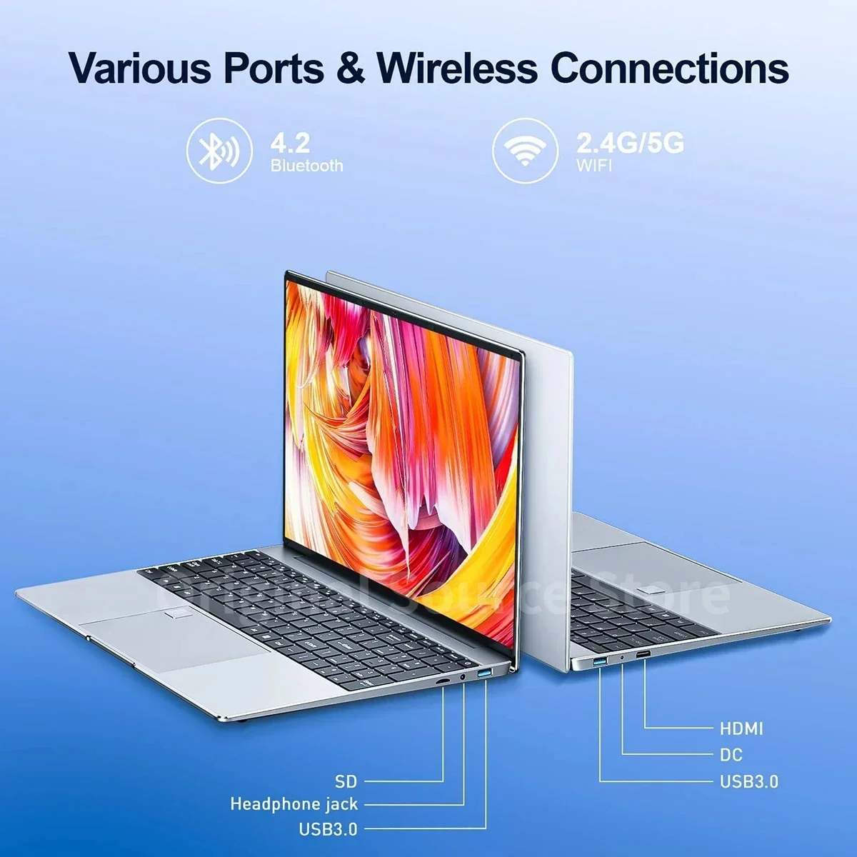 2024 NOTEBOOK Portables 15.6 Inch 1920*1080 HD Screen Thin Netbook Inte N5095 16GB RAM 1024GB SSD Windows 11 Pro Laptop Computer