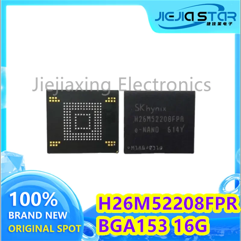 2 pieces H26M52208FPR 100% imported BGA153 5.1 emmc 16G mobile phone hard drive chip IC electronics