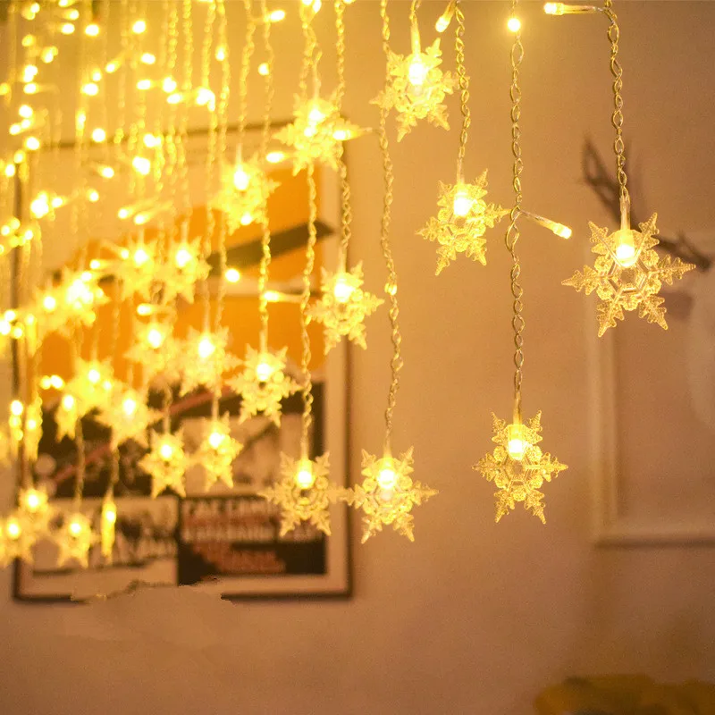 

8 Modes Snowflake Window Curtain LED Icicle Fairy Light Flashing String Light Garden for Home New Year 2025 Christmas Decoration