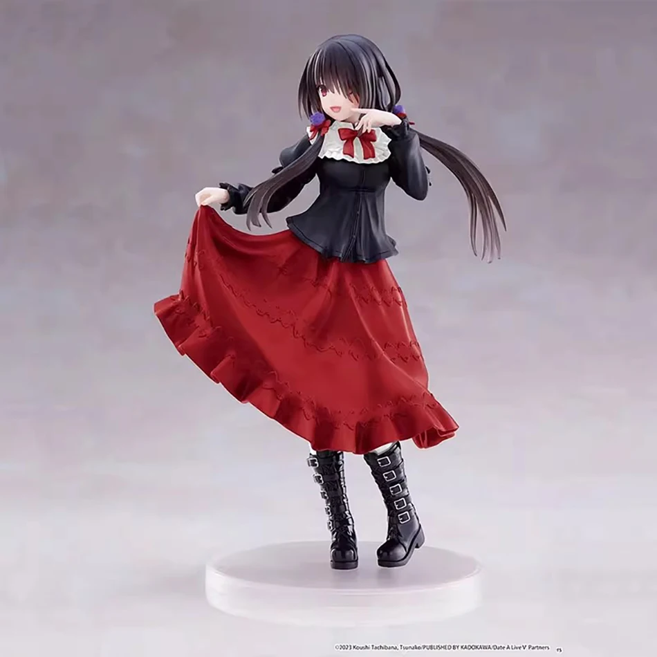 18cm data um ao vivo tokisaki kurumi anime figura bonito menina modelo pvc vestido vermelho vestir-se em pé carro interior ornamento modelo brinquedos