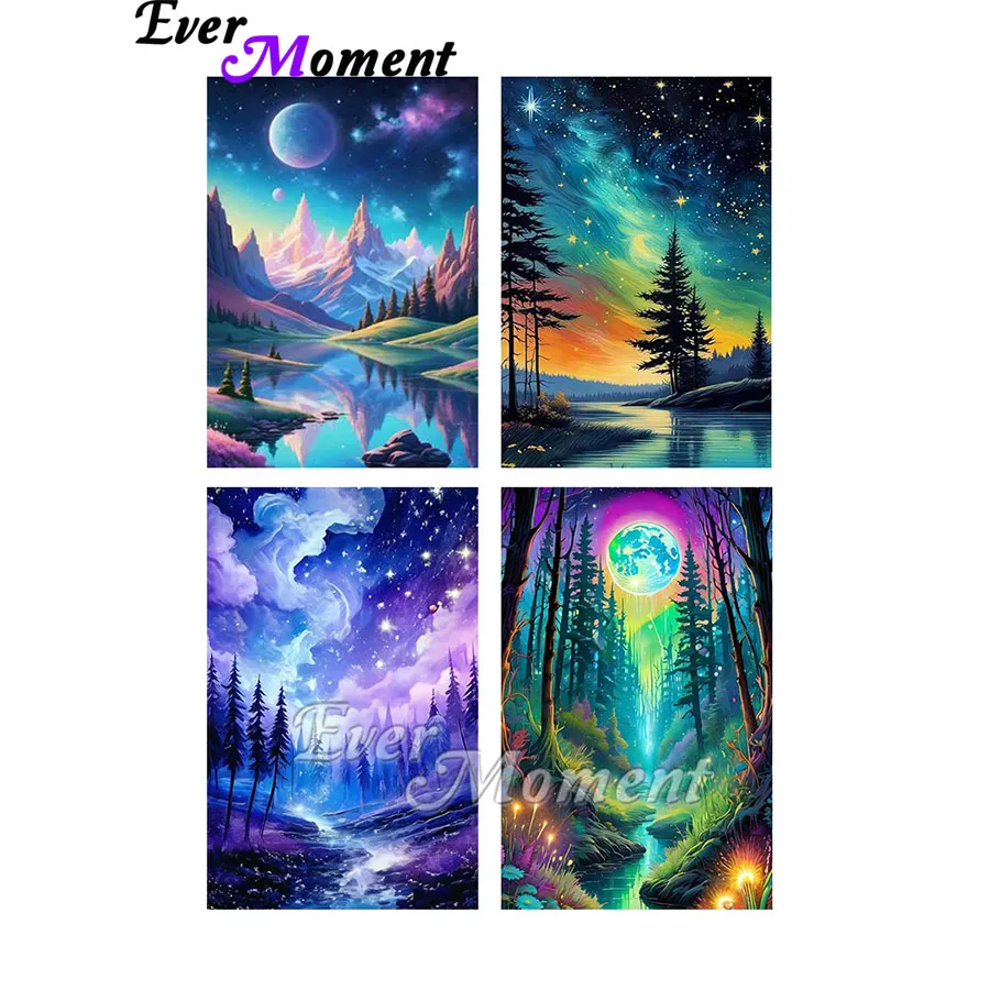 

Ever Moment Diamond Painting 5D DIY Handmade Square Fairy Dust Diamond Embroidery Landscape Mountain Tree Embroidery ASF2803