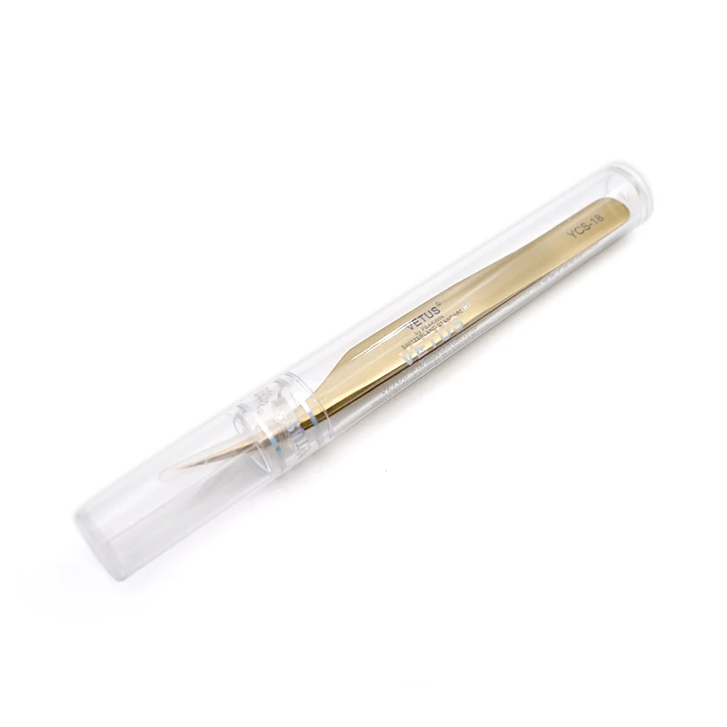 Portable YCS Golden VETUS Makeup Eyelash Extension Tweezers Pliers Professional Stainless Steel High Precision Scissors