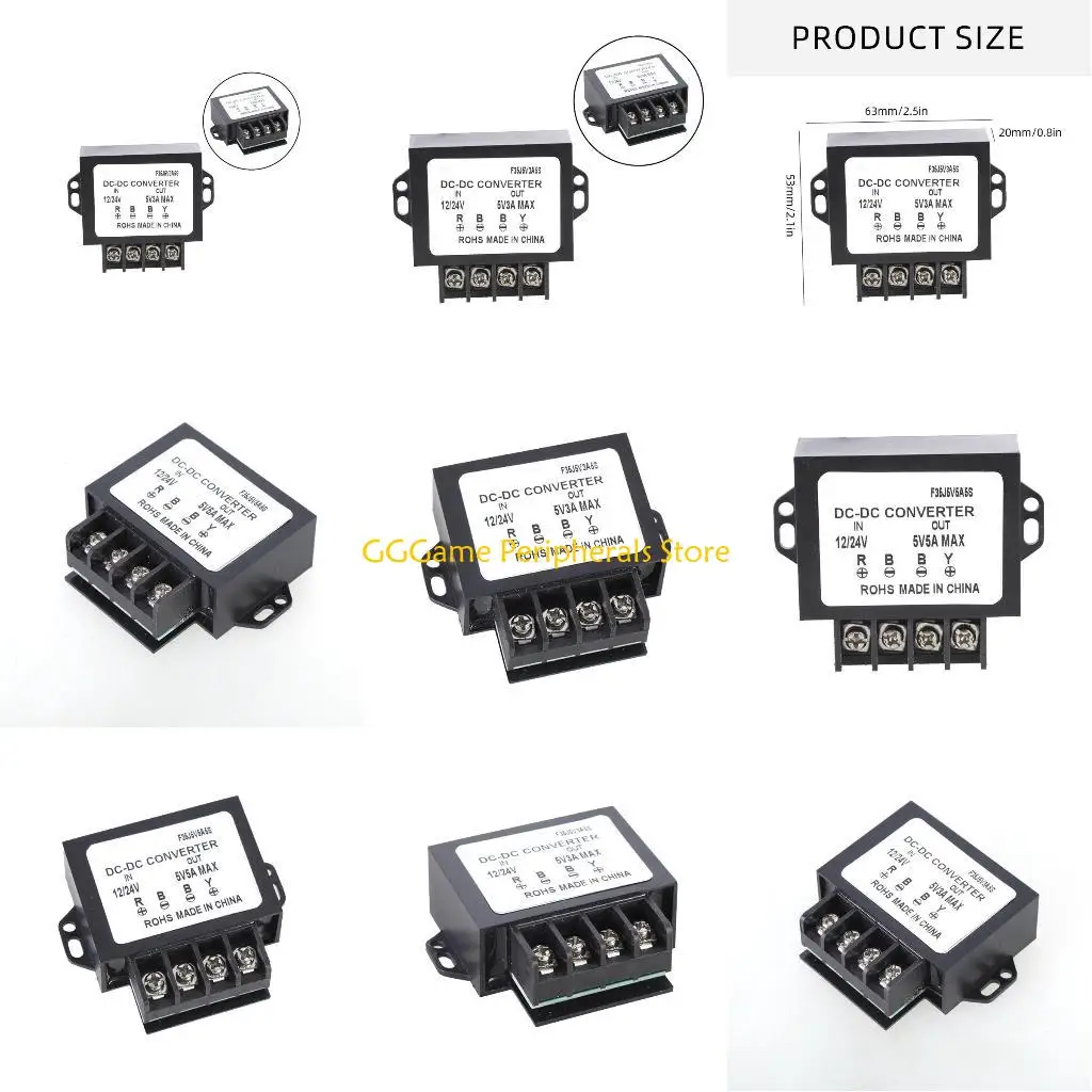 

U55B DC12~24V to 5V 3A/5A Power Converter Module Car Power Adapter Regulator Adapter for 5V Electronic Products