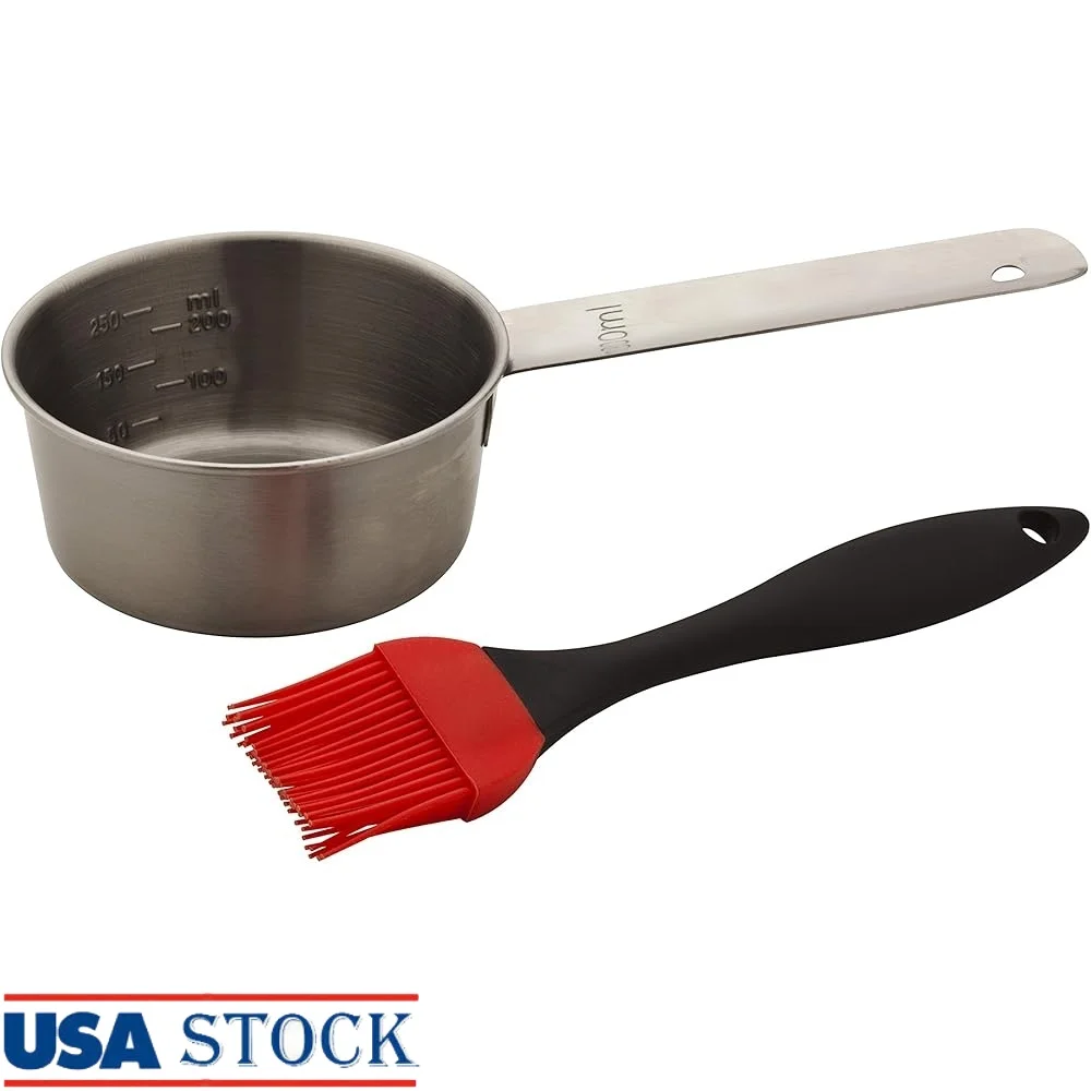 

Силиконовая наметная щетка с чашей для гриля, барбекю, прочная щетина, кастрюля из нержавеющей стали, кухонный инструмент, легко чистится, без сборки