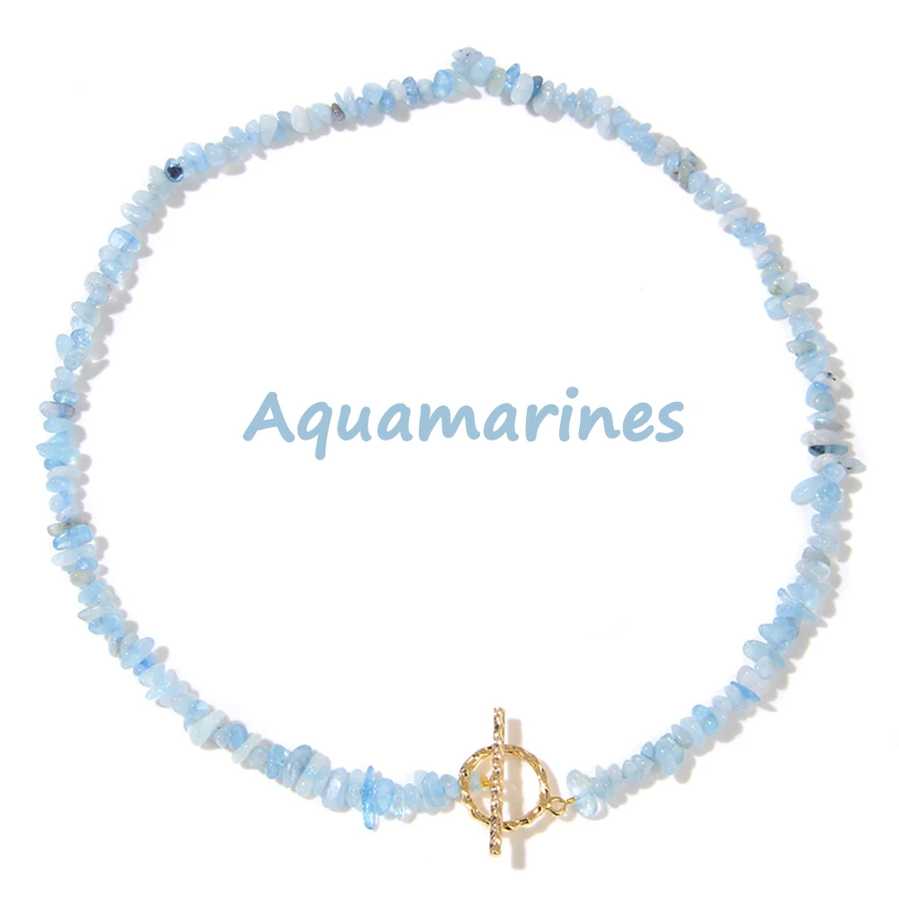 New Fashion Boho Gravel Choker Original Reiki Blue Apatite Peridot Crystal Quartzs Natural Stone Chip Beads Necklaces For Women