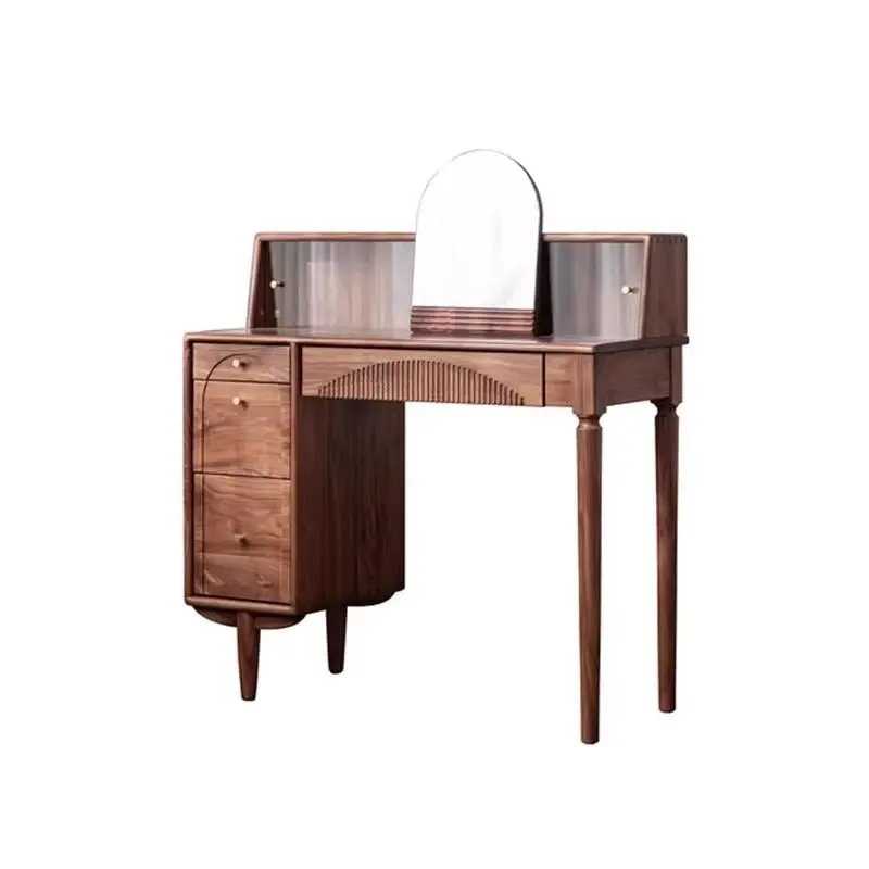 Black walnut color dresser with storage cabinet retro cherry wood makeup table solid wood makeup table bucket cabinet