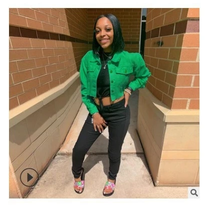   Nuevo Faionable Casual dobladillo deshilachado ort Denim Jaet versátil Jaet Top Mujer Faion Commute Sle Otros materiales