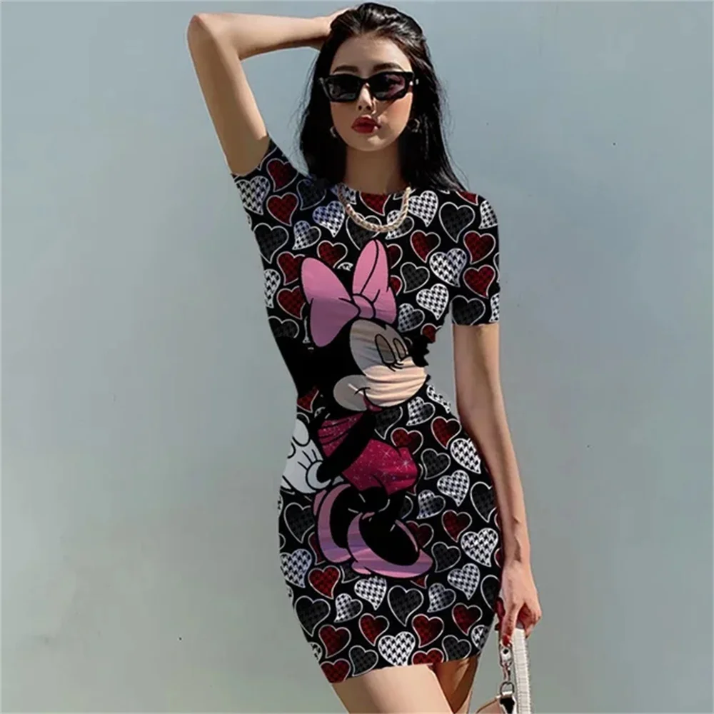 

Summer Dress Sexy Minnie Mouse Print Mini Dress Party Informal Club Women Clothing Y2k Dress Vintage Dress Beach Dress