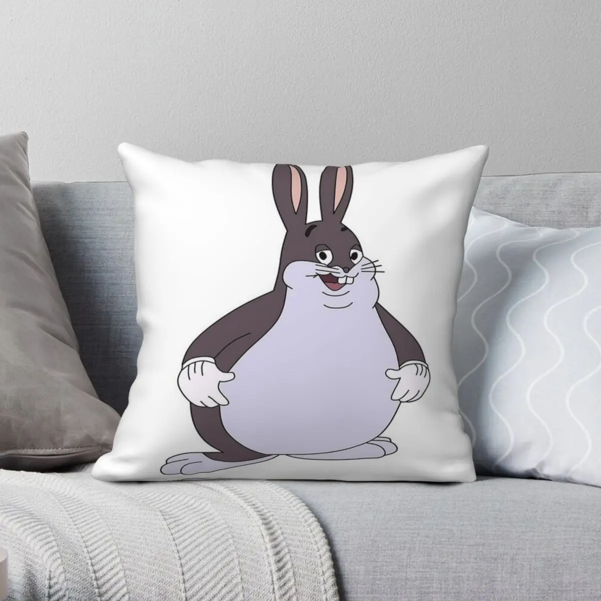 Chubby Chungus Square Pillowcase Polyester Linen Velvet Creative Zip Decorative Bed Cushion Cover Wholesale