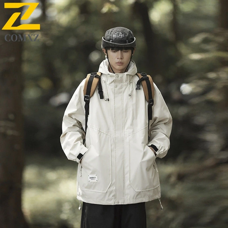 

Men's Jacket 2025 Autumn New Casual Hooded Waterproof Windbreaker Outdoor Camping Hiking Travel Breathable Stormcoat Jackets