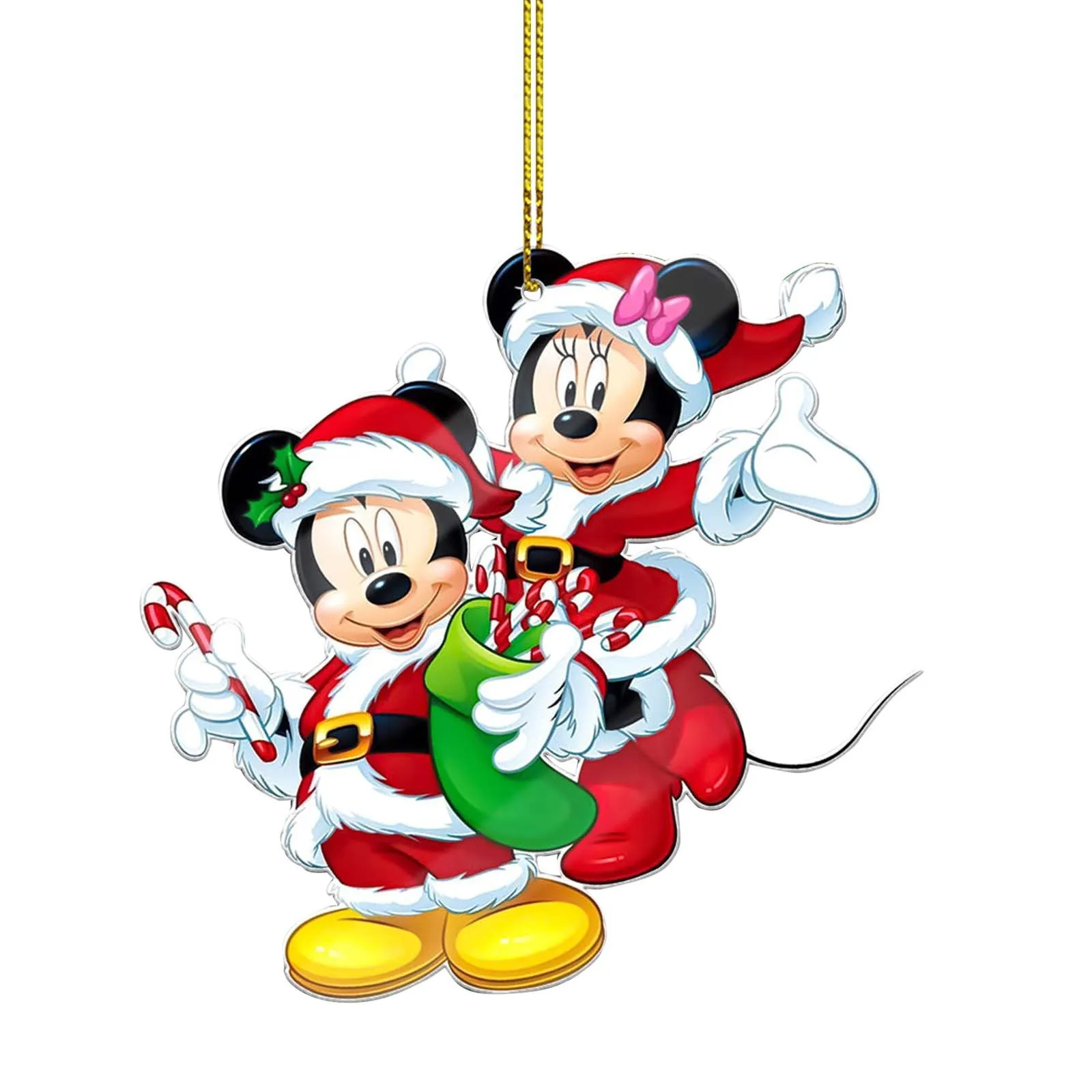 2024 2D Disney Cartoon Christmas Tree Mickey Mouse Hanging Acrylic Flat Christmas Ornaments Christmas Decorations Gifts