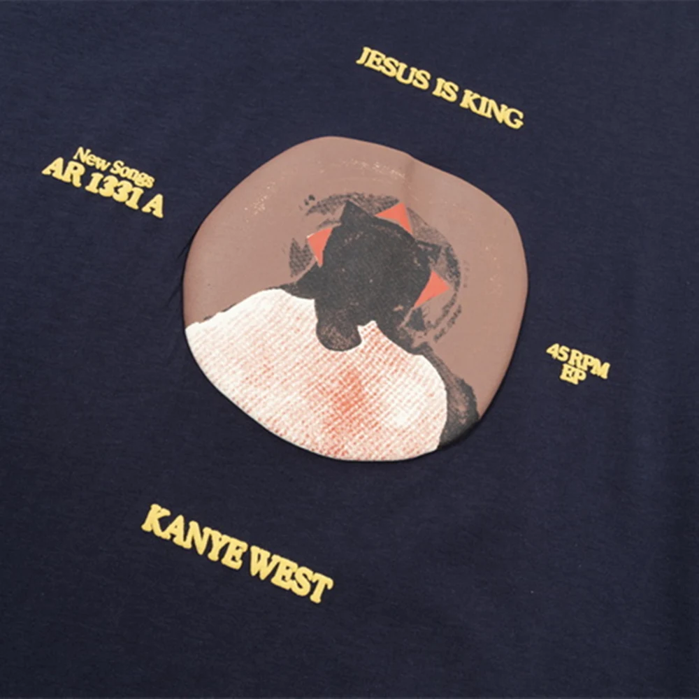 Frog Drift Fashion Streetwear Kanye West Loose Oversized Jesus Is King Summer Navy Tee Tops t shirt For Men