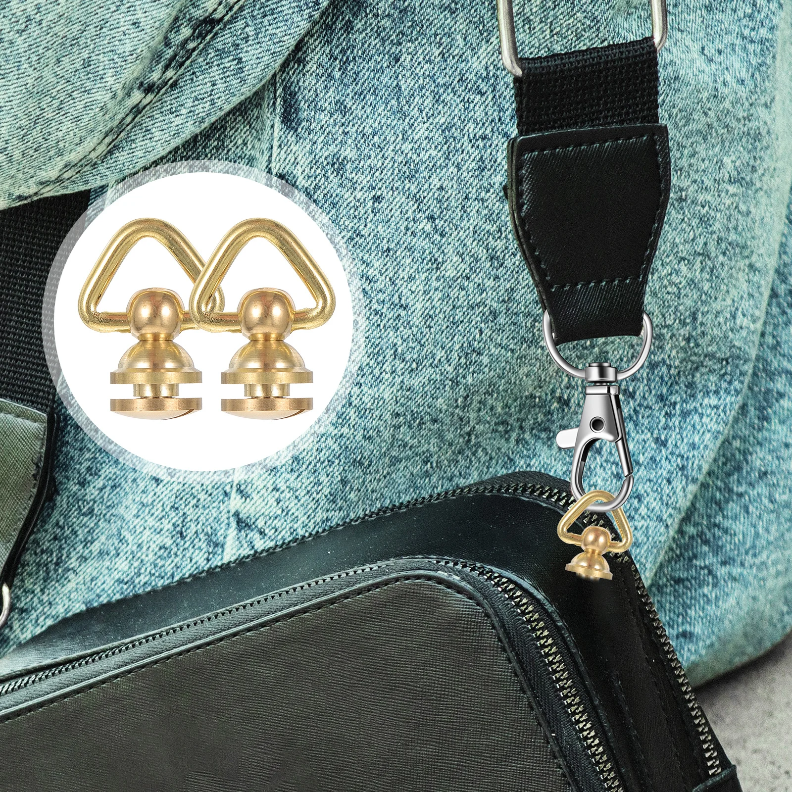 

2Pcs D Ring Rivets Brass Studs Screw Nail for Bags Purse Hardware Bag Making Supplies Handbag Fasteners Craft Kit