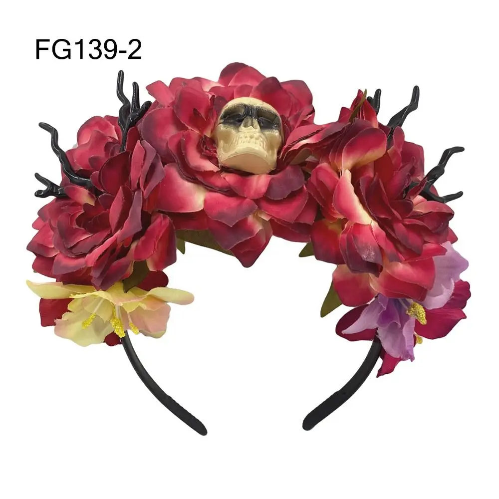 Diadema Corona De Rosas Mexicanas Para Mujer | Accesorio Bohemio De Tela Para Halloween Y Festivales | Elástica Y Cómoda | Artesanía Mexicana