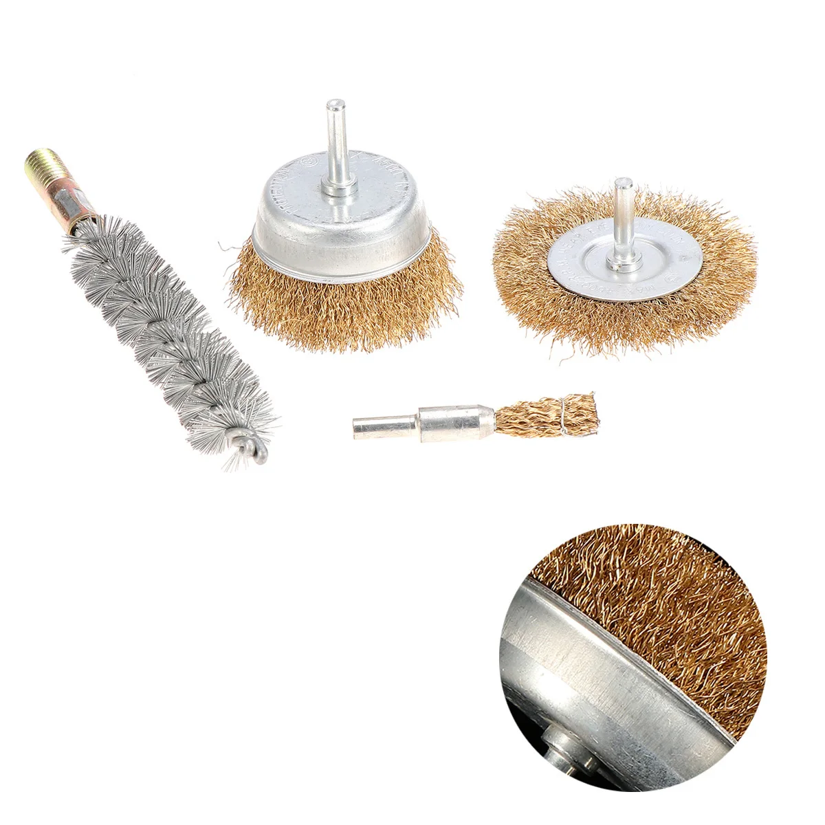 4Pcs Wire Wheel Brush Abrasive Polishing Wheels Set Rotary Tool Accessory for Burr Rust Oxide Removal Wire Brush Set