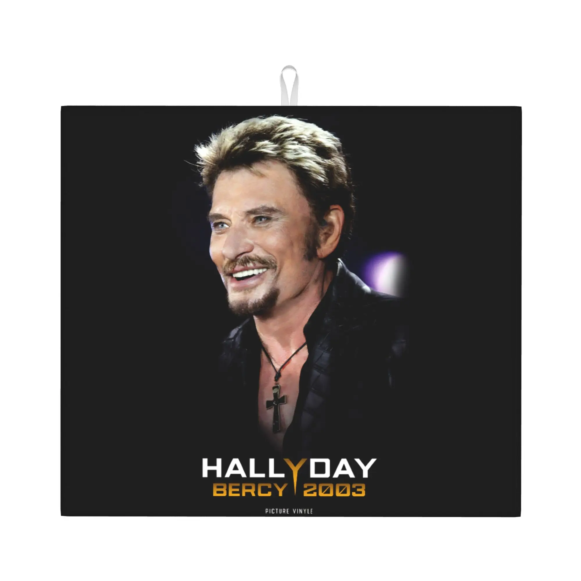 Drying Mat For Kitchen Johnny Hallyday French France Singer Water Absorbent Waterproof On Slip Kitchen Counter Protector Mat