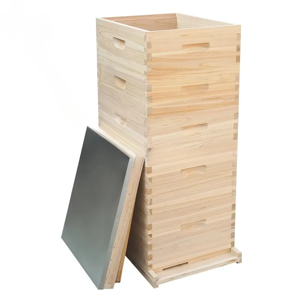 

Dovetail Joint 5 Tier Fir Wood Langstroth Beehive, 10 Frame Standard Beekeeping Hive